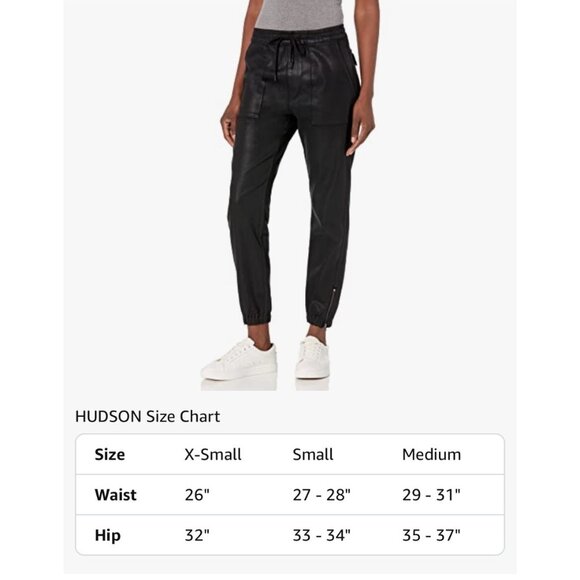 Hudson Black Jogger Pants Coated‎ Leather Like Finish Medium Jeans Punk Rock Y2K - Picture 7 of 7